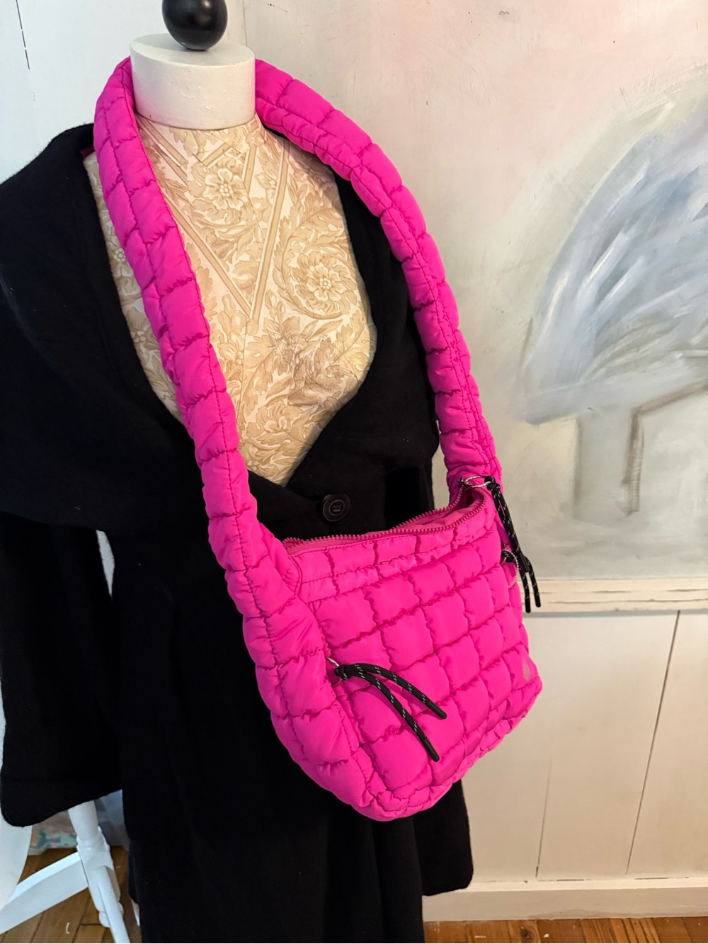 Free People Hot Pink Quilted Shoulder Bag